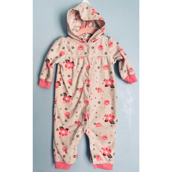 Carter's Infant Fleece Bodysuit 6-9 Months Hooded - Picture 1 of 3